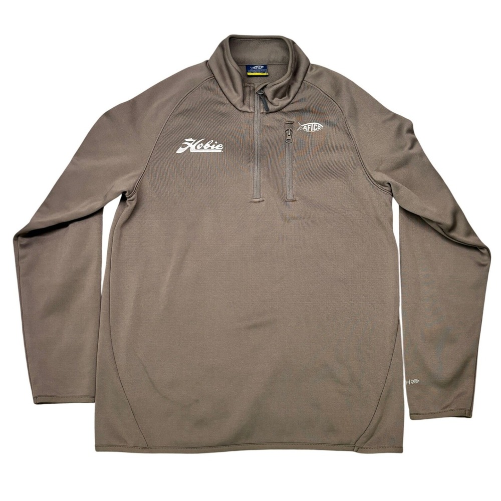 AFTCO Vista Performance Hobie Fishing‎ 1/4 Zip Mens Small Brown Fleece Jacket
